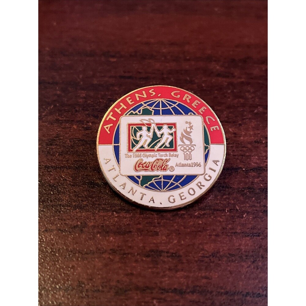 Coca-Cola Coke Atlanta Olympics 1996 Olympic Torch Relay Lapel Hat Pin